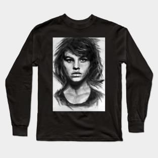 Barbara, charcoal sketch Long Sleeve T-Shirt